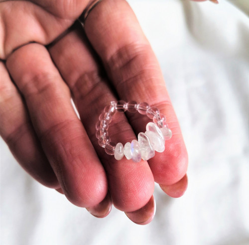 Měsíční kámen*čirý křišťál*prsten — foto 4