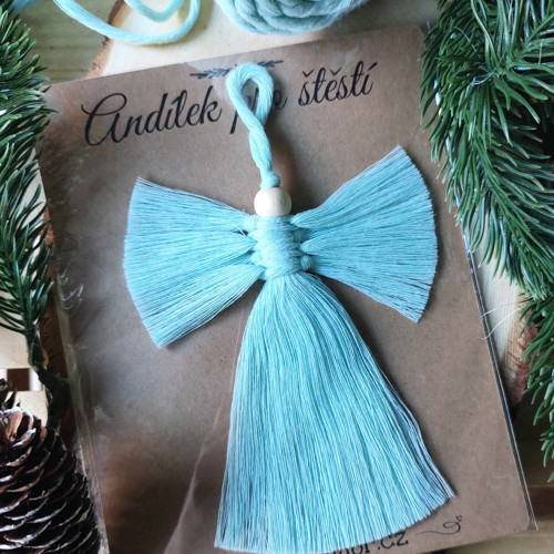Macramé andílek - Mintový — foto 2