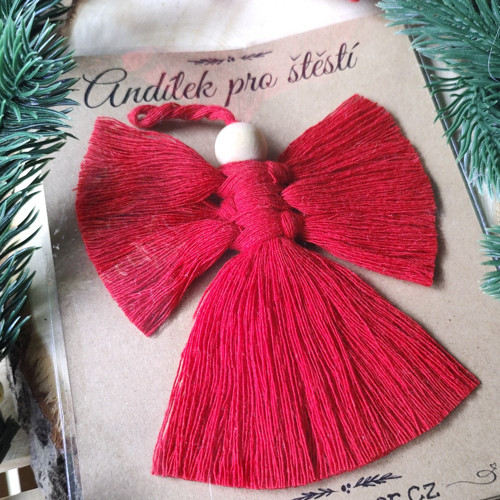 Macramé andílek - červený — foto 5