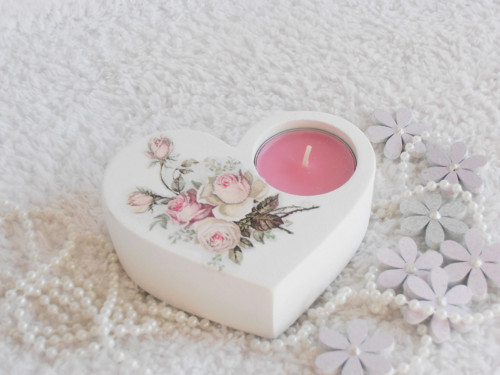 Svícen srdce - vintage rose — foto 3