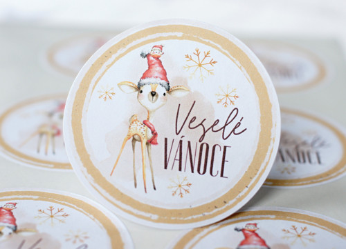 Veselé Vánoce samolepky 12 ks - velké — foto 2