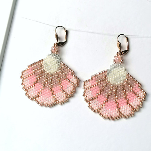 Pink Sea Shell Beaded Earrings — foto 4