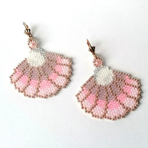 Pink Sea Shell Beaded Earrings — foto 2