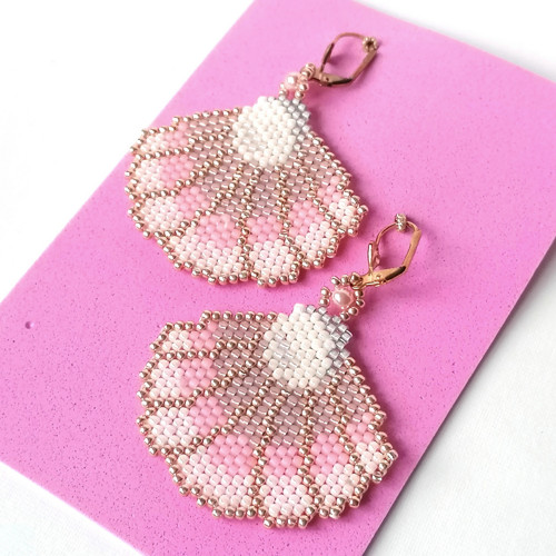 Pink Sea Shell Beaded Earrings — foto 5