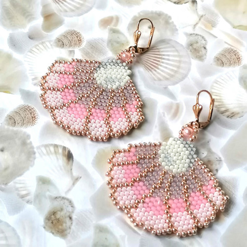 Pink Sea Shell Beaded Earrings — foto 3