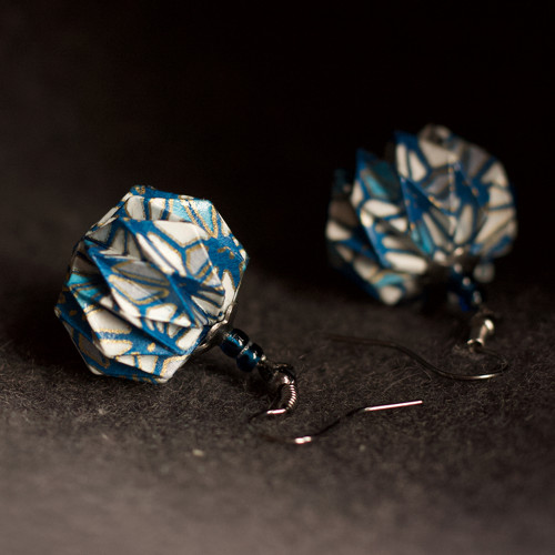 Origami náušnice – Modromodré — foto 6