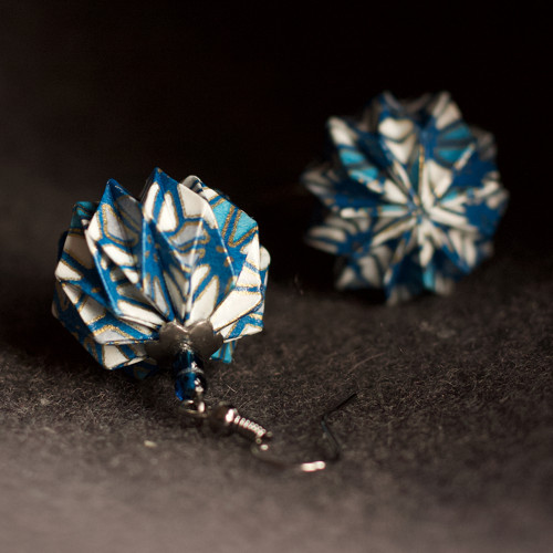 Origami náušnice – Modromodré — foto 2