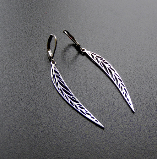 Ocelové náušnice - LISTY DLOUHÉ — foto 3