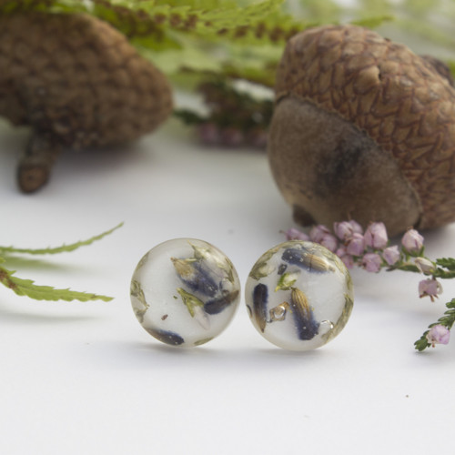 Náušnice levandule a vřes 10mm — foto 2