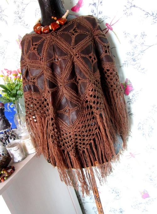 Vintage boho nomád pončo — foto 3