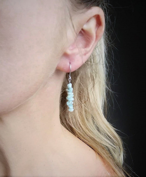 Larimar*nugetky*náušnice*ocel — foto 5