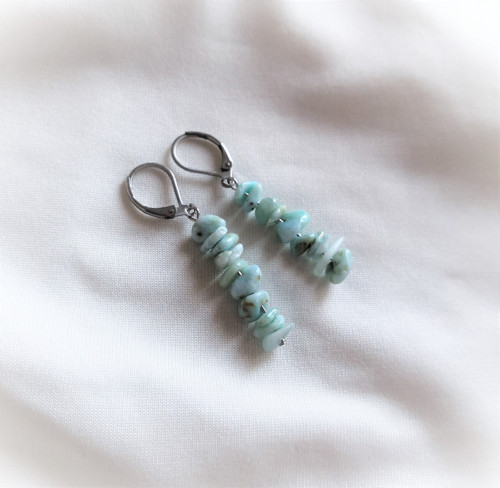 Larimar*nugetky*náušnice*ocel — foto 2