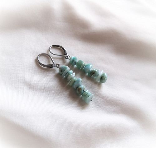 Larimar*nugetky*náušnice*ocel — foto 4