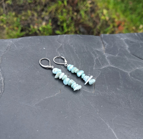 Larimar*nugetky*náušnice*ocel — foto 6