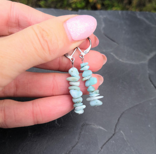 Larimar*nugetky*náušnice*ocel — foto 3