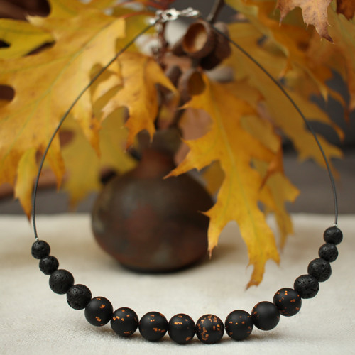 Korále Noir Gold + náušnice do sady — foto 3