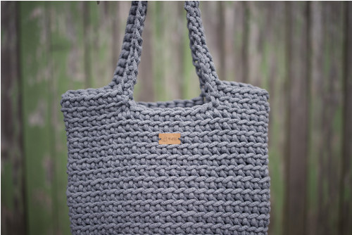 Taška TOTE BAG háčkovaná- šedá — foto 2