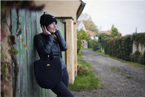 Taška TOTE BAG háčkovaná- šedá — foto 3