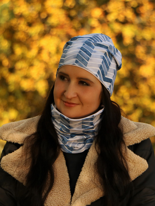Dizajnový úpletový set chevron modrý — foto 2