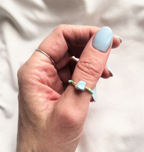 Larimar*tyrkys Peru*broušený*prsten — foto 5