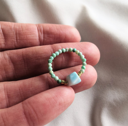 Larimar*tyrkys Peru*broušený*prsten — foto 3