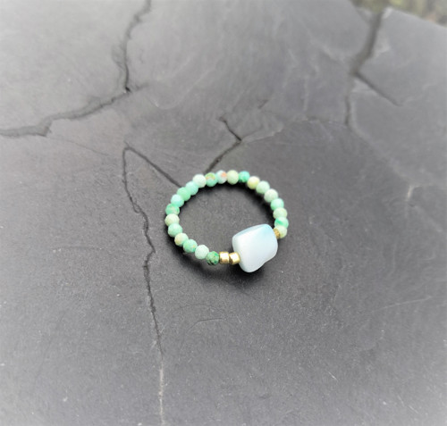 Larimar*tyrkys Peru*broušený*prsten — foto 6