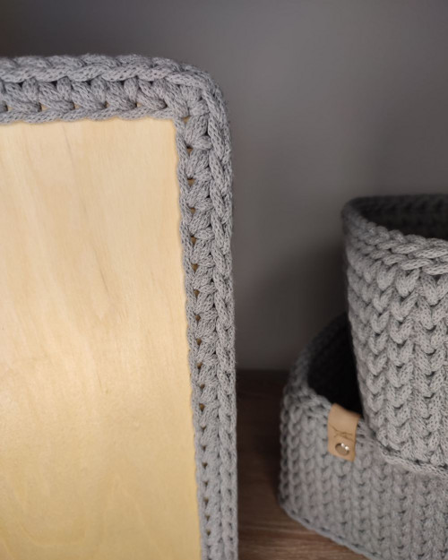 Háčkovaný košík s dřevěným dnem *30x20 cm* — foto 2