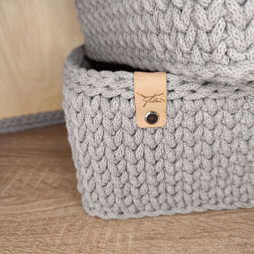 Háčkovaný košík s dřevěným dnem *30x20 cm* — foto 3