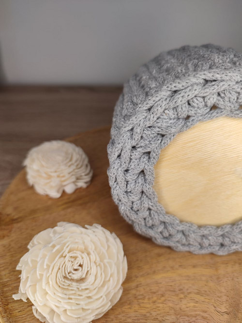 Háčkovaný košík s dřevěným dnem *10cm* — foto 2