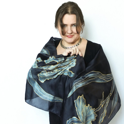 Hedvábný šál - Black iris — foto 5