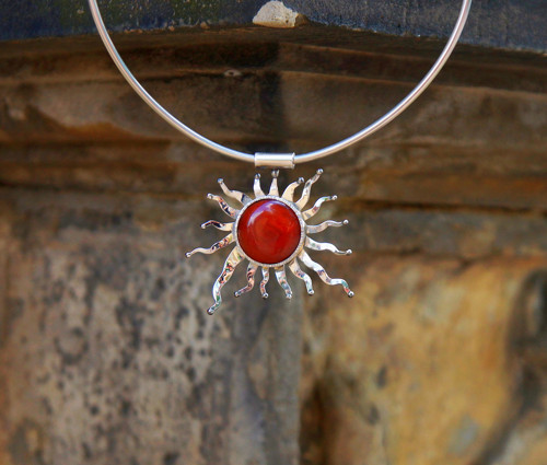 Nerezový náhrdelník .... " Red sun " — foto 4