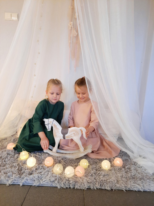 Dívčí lněné šaty - Dusty pink — foto 5