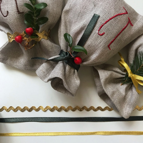 Lněné Adventní pytlíčky s čísly, barva hnědá — foto 3