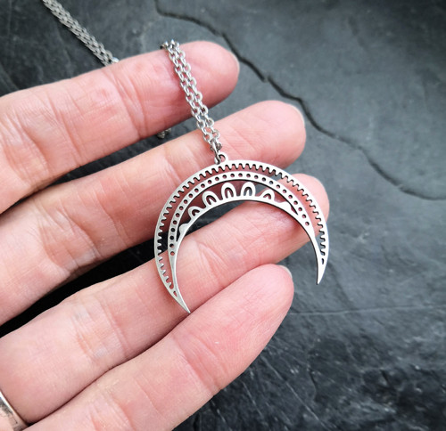 Ocelový náhrdelník*půlměsíc*ornament — foto 6