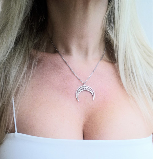 Ocelový náhrdelník*půlměsíc*ornament — foto 4