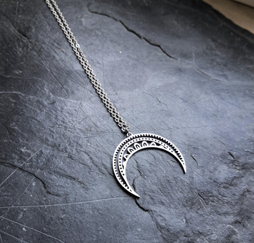 Ocelový náhrdelník*půlměsíc*ornament — foto 2
