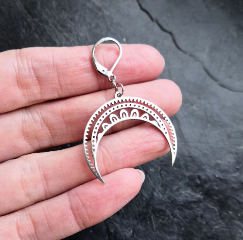 Ocelové náušnice*půlměsíc*ornament — foto 4