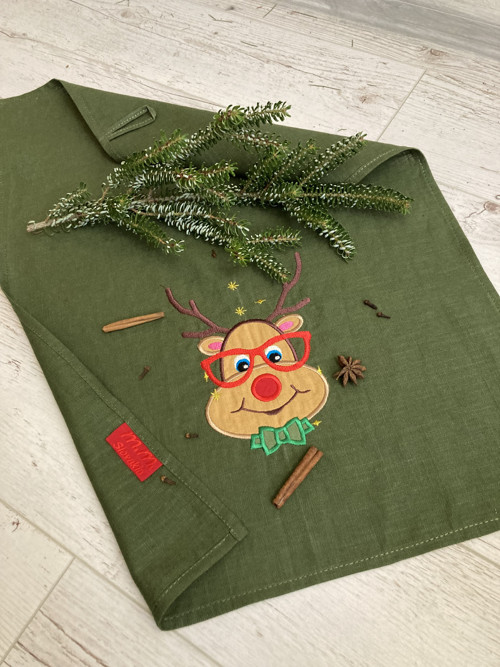 Ľanová utierka "Vianočný RUDOLF" — foto 2