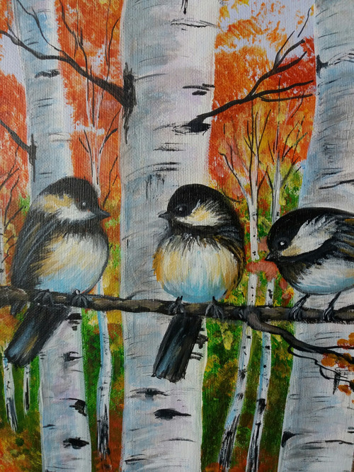 Brezy s vtákmi_30x40 cm — foto 2
