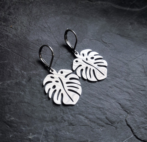 Ocelové náušnice*monstera — foto 5