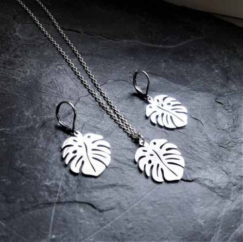 Ocelové náušnice*monstera — foto 6
