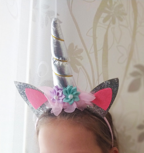 Čelenka jednorožec / Unicorn - stříbrná — foto 2