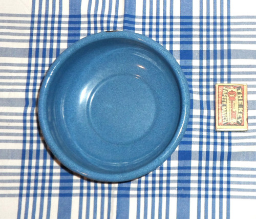 Starožitná kovová MISKA, modrý smalt — foto 5