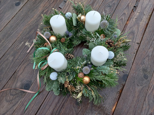 ADVENTNÍ VĚNEC krémové svíčky — foto 3