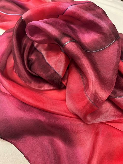 Hedvábný šál - Merlot — foto 5