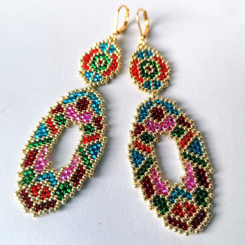Colorful Art Deco Dangle Beaded Earrings — foto 2