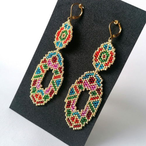 Colorful Art Deco Dangle Beaded Earrings — foto 3