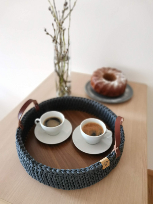 Háčkovaný tác šedý — foto 3