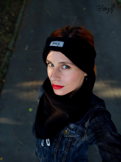 Zimní teplá flísová čelenka, černá 56/58cm — foto 5