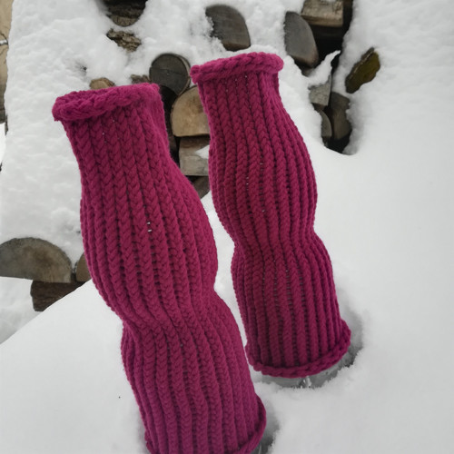 Pletené návleky - purpurové — foto 2